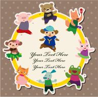 cartoon animal dance card N2
