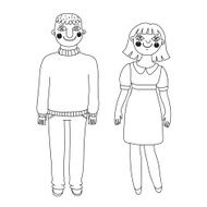Drawn man and woman Young couple