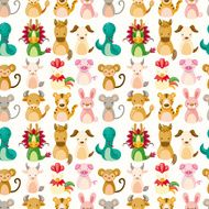 Chinese Zodiac animal seamless pattern N2
