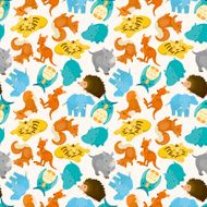 seamless cartoon animal pattern N2