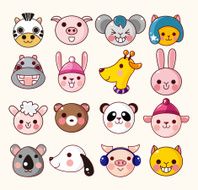 cartoon animal face icons N2