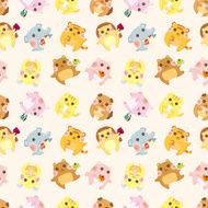 cartoon animal Afternoon Tea time seamless pattern