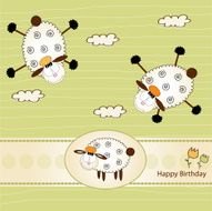 birthday greeting card with sheep N2