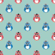 Hipster Fashion Owls Seamless Background