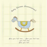 baby shower card with wood horse N3