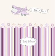 baby girl announcement card with airplane N8