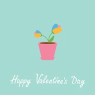 Tulip in pot Happy Valentines Day card