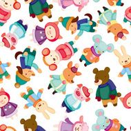 cartoon winter animal seamless pattern