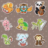 animal play music stickers N3