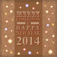 2014 Merry Christmas card on cardboard background N2