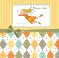 welcome baby girl card with little fairy N6