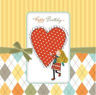 Funny girl with hearts Doodle cartoon character N32