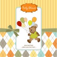 baby shower card with teddy bear toy N85