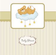 baby shower card with sleepy teddy bear N22