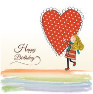 Funny girl with hearts Doodle cartoon character N33