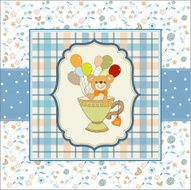 baby shower card with cute teddy bear N85