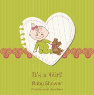 Baby Girl Shower and Arrival Card N8