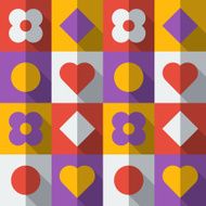 Background with symbols in flat icon style