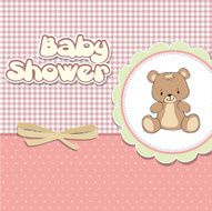 baby shower card with teddy N19