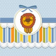 childish baby shower card with cartoon lion N16