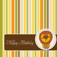 childish baby shower card with cartoon lion N17