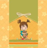 little girl sitting with her teddy bear N13