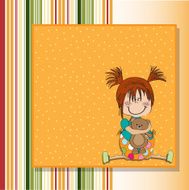 little girl sitting with her teddy bear N14