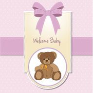 baby girl welcome card with teddy bear