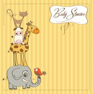 baby shower card with funny pyramid of animals N13