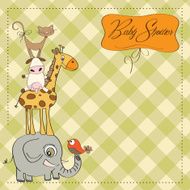baby shower card with funny pyramid of animals N14
