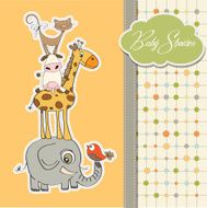 baby shower card with funny pyramid of animals N15