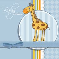 new baby announcement card with giraffe N61