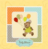 baby shower card with teddy bear toy N87