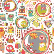 Owl seamless background Hand drawn vector illustration N5