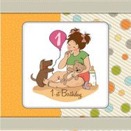 little girl with at her first birthday N11