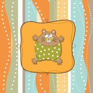 greeting card with cute little rat