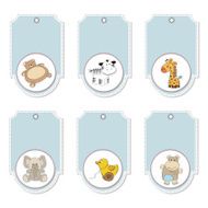 cartoon animals labels set N9