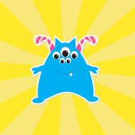 Cute cartoon blue monster