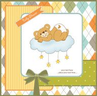 baby shower card with sleepy teddy bear N28