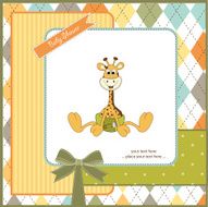 baby shower card with giraffe N9