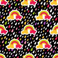 Rainbow Drop seamless pattern Dark background