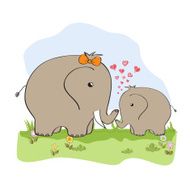 baby shower card with elephant and his mother N11