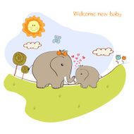 baby shower card with elephant and his mother N12