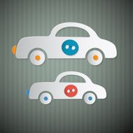 Paper Cars on Cardboard Background