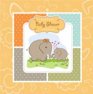 baby shower card with elephant and his mother N13