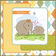 baby shower card with elephant and his mother N15