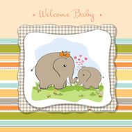 baby shower card with elephant and his mother N16