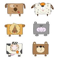 baby shower card with funny cube animals N7