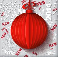 Red origami Christmas ball N3