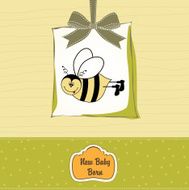 baby shower card with funny little bee N5